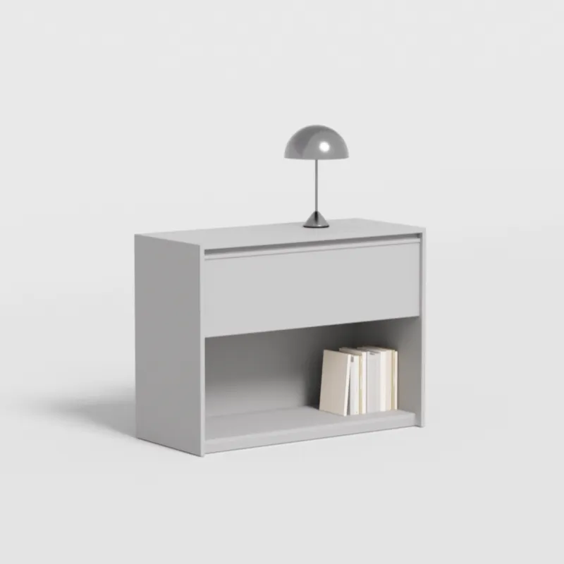 Bedside Table in Grey with External Drawers