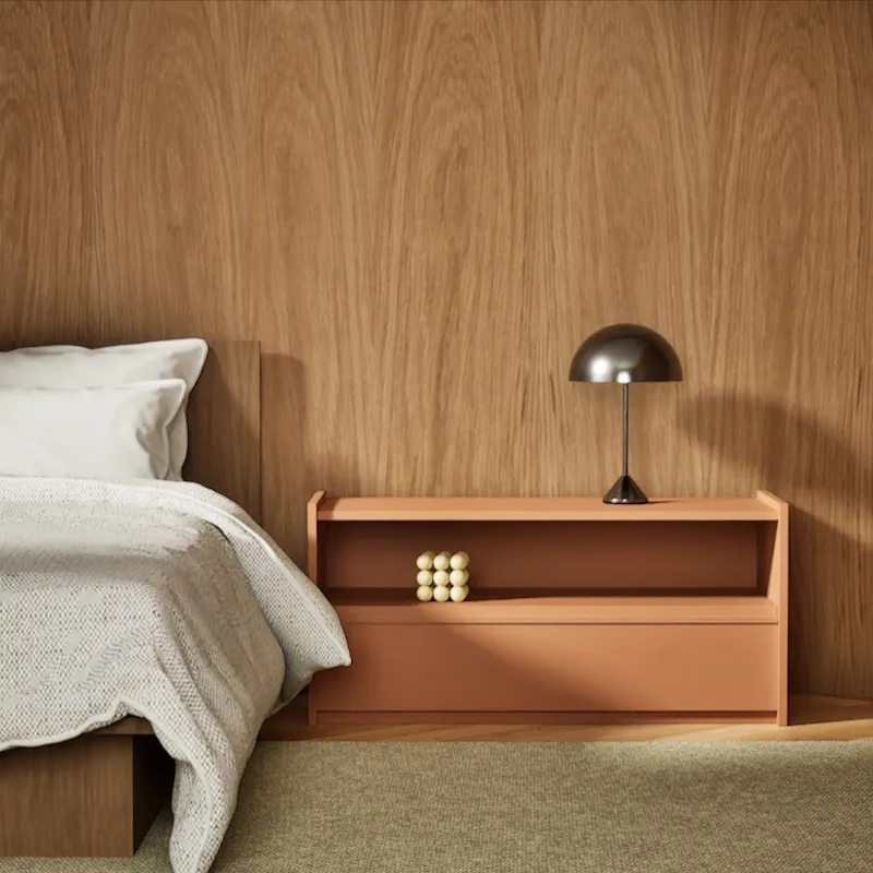 Bedside Table in Brown with External Drawers