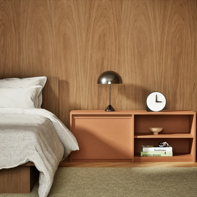 Bedside Table in Brown with External Drawers