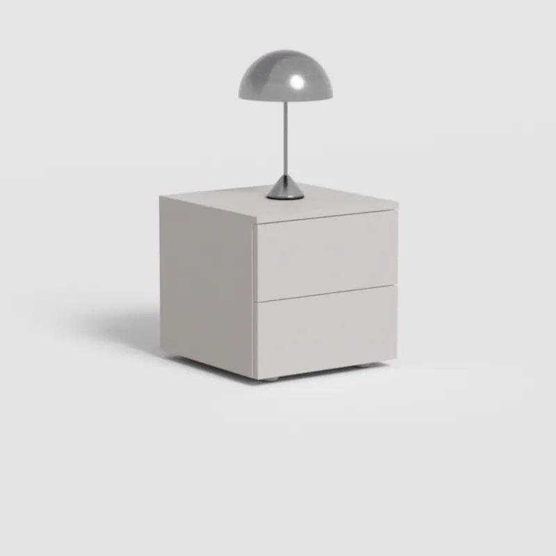 Bedside Table in Beige with External Drawers
