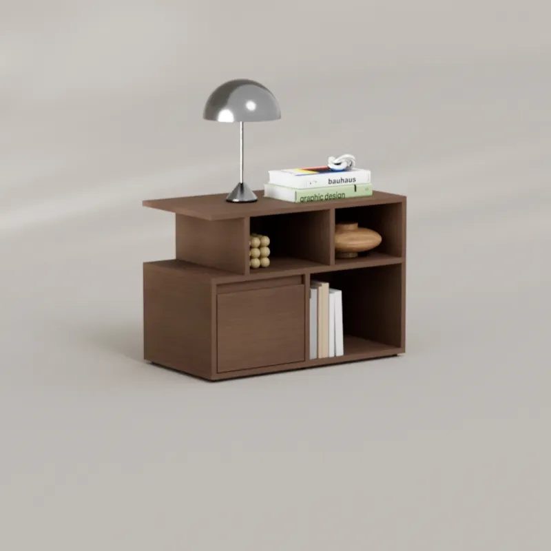 Bedside Table in Walnut with Doors and Backpanels