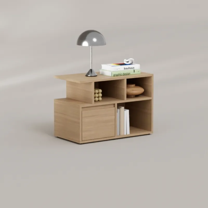 Bedside Table in Oak with Doors and Backpanels