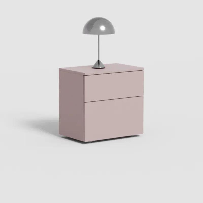 Bedside Table in Pink with External Drawers