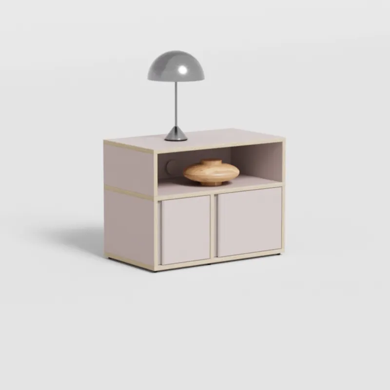 Bedside Table in Pink with Doors and Backpanels