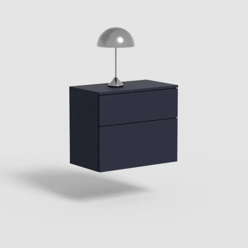 Bedside Table in Graphite with External Drawers