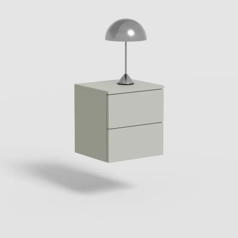 Bedside Table in Green with External Drawers
