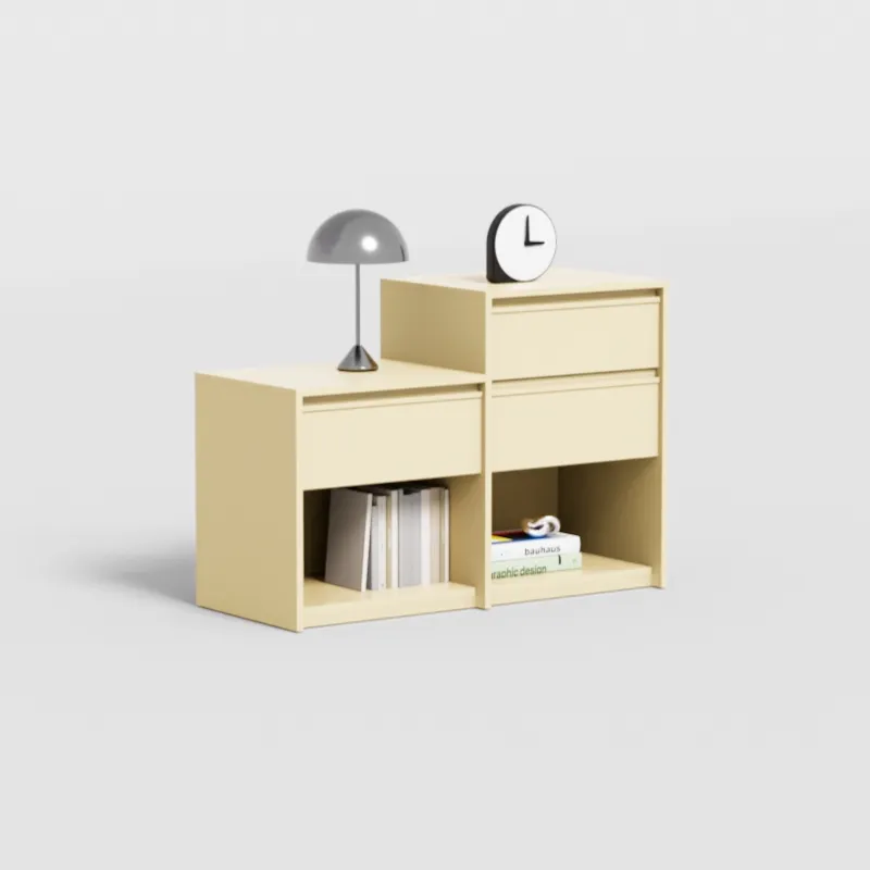 Bedside Table in Butter Yellow with External Drawers
