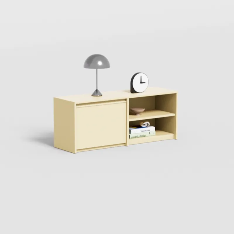 Bedside Table in Butter Yellow with External Drawers