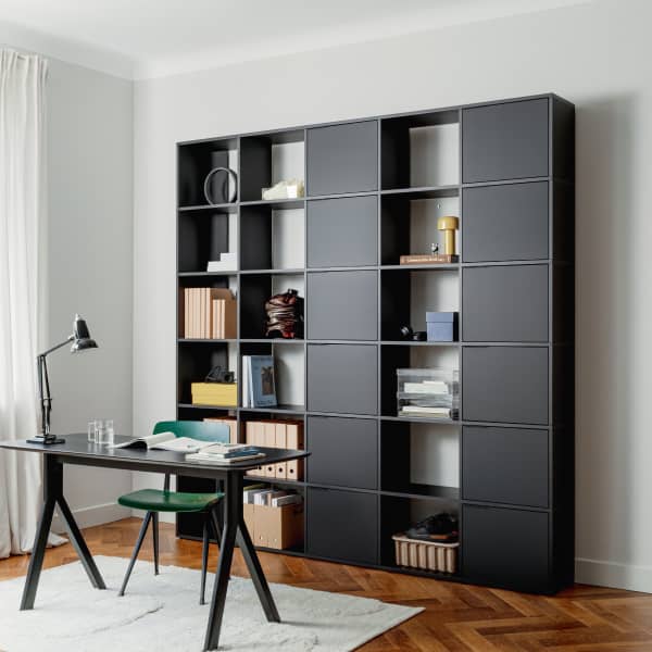 Bookcase in Premium Black with Doors