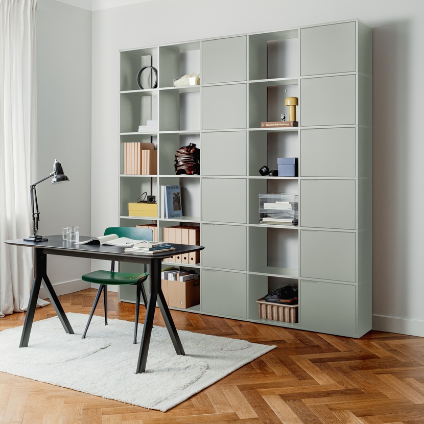 Bookcase in Green with Doors