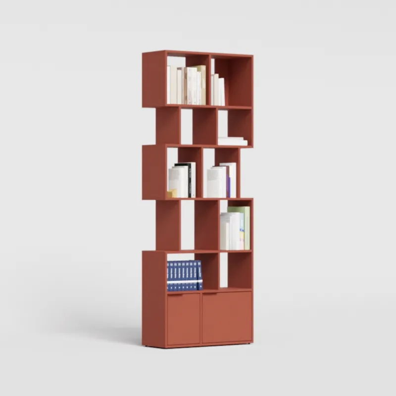 Bookcase in Terracota with Drawers