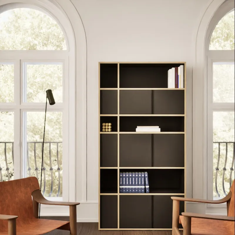 Bookcase in Black with Doors and Backpanels