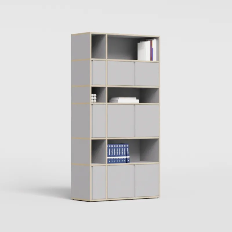 Bookcase in Grey with Doors and Backpanels