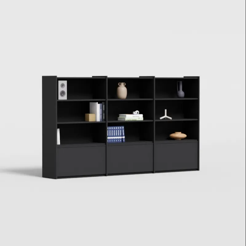 Bookcase in Black with External Drawers