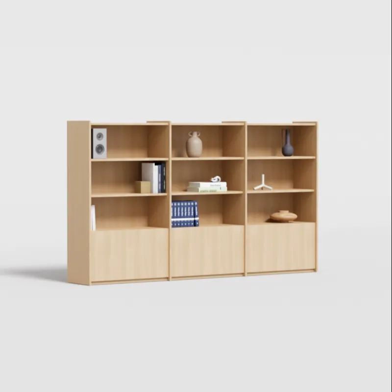 Bookcase in Light Wood Effect with External Drawers