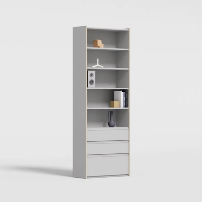 Bookcase in Grey with External Drawers