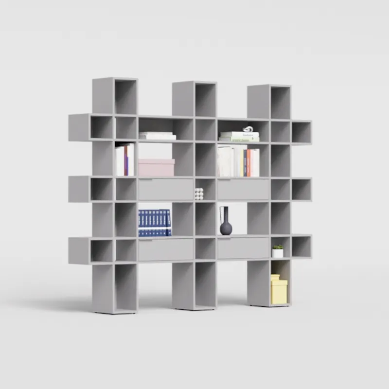 Bookcase in Grey with Drawers