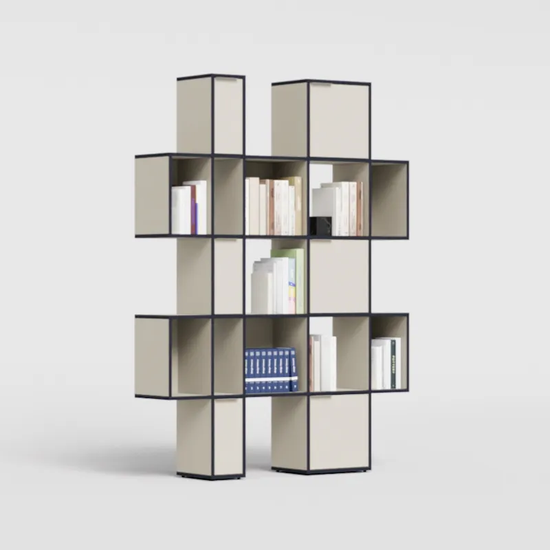Bookcase in Sand and Blue with Doors