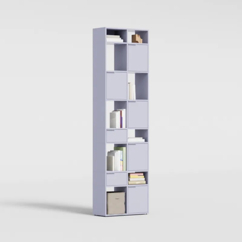 Bookcase in Lilac with Doors and Drawers