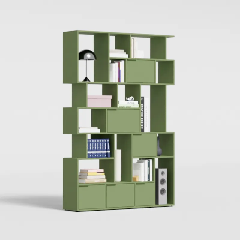 Bookcase in Olive Green with Doors