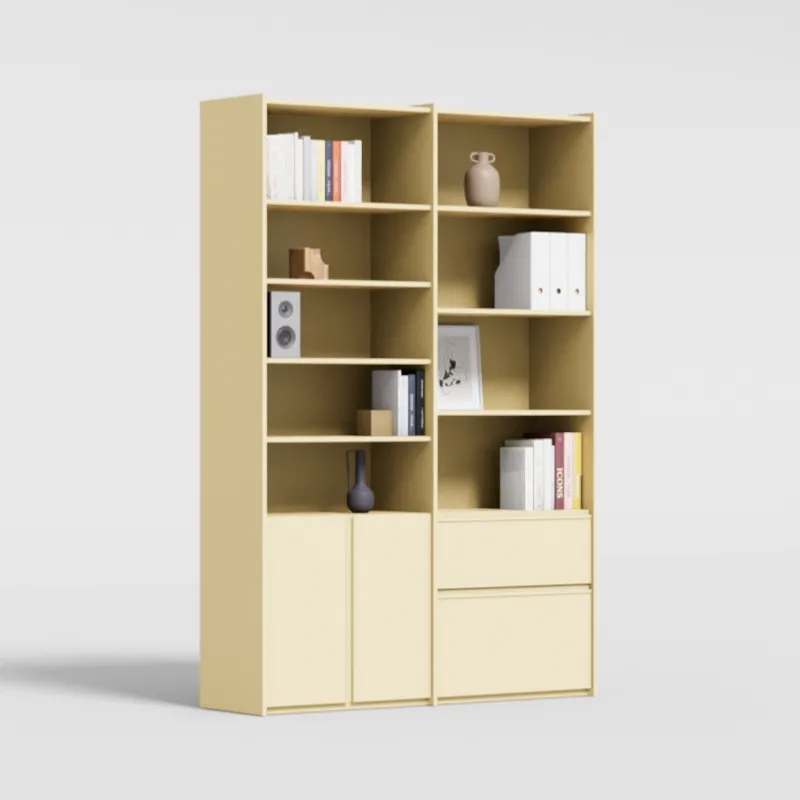 Bookcase in Butter Yellow with External Drawers