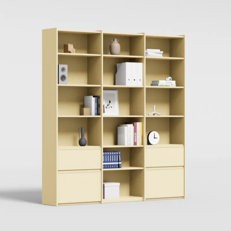 Bookcase in Butter Yellow with External Drawers