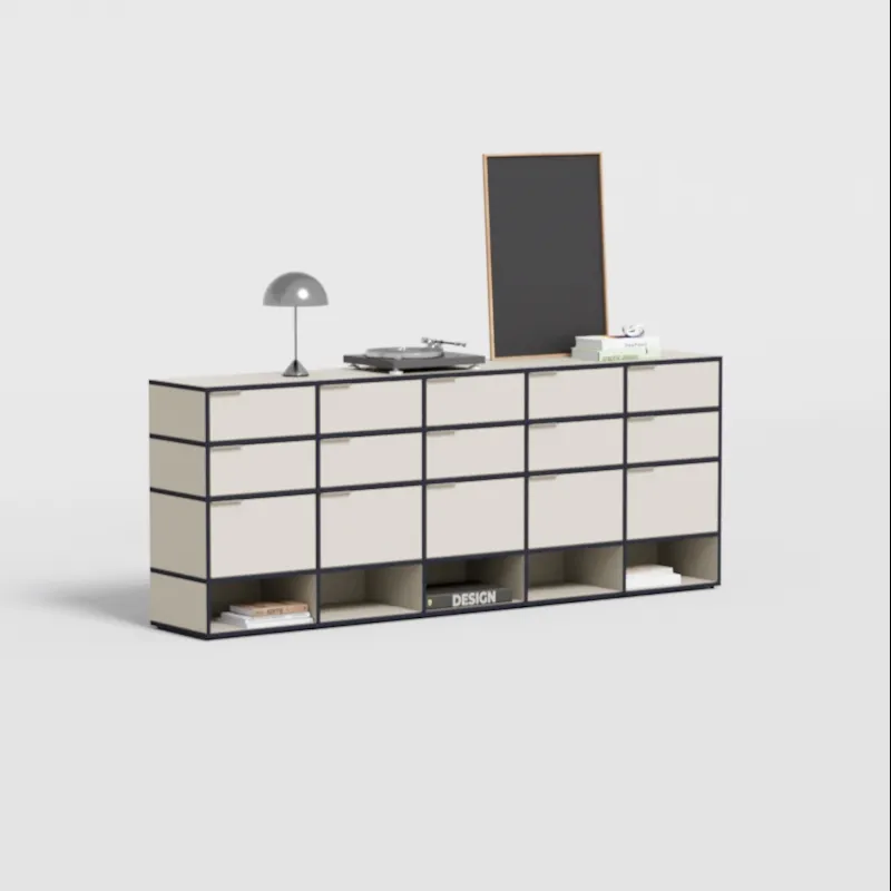 Chest Of Drawers in Sand and Blue with Backpanels