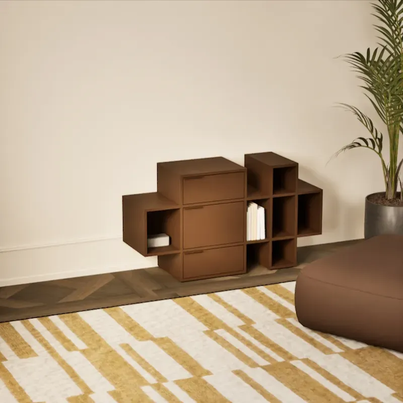 Sideboard in Dark Brown with Drawers and Backpanels