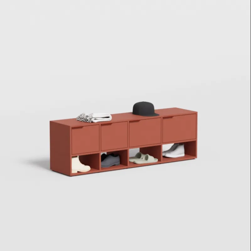Shoe Rack in Terracota with Drawers