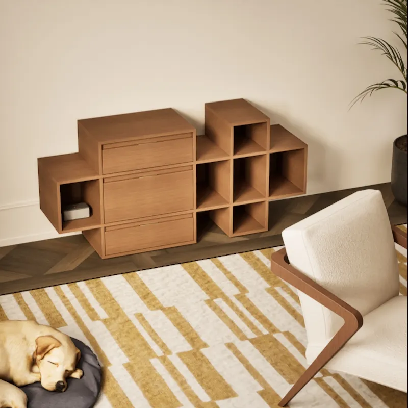Sideboard in Walnut with Drawers and Backpanels