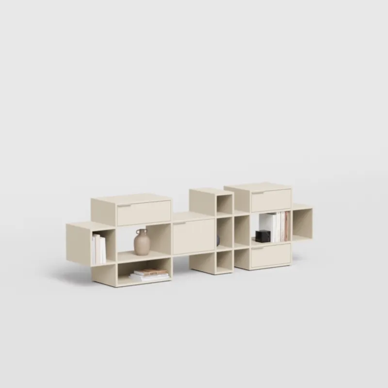 Sideboard in Beige with Doors and Drawers