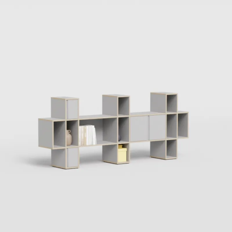 Sideboard in Grey with Doors and Backpanels
