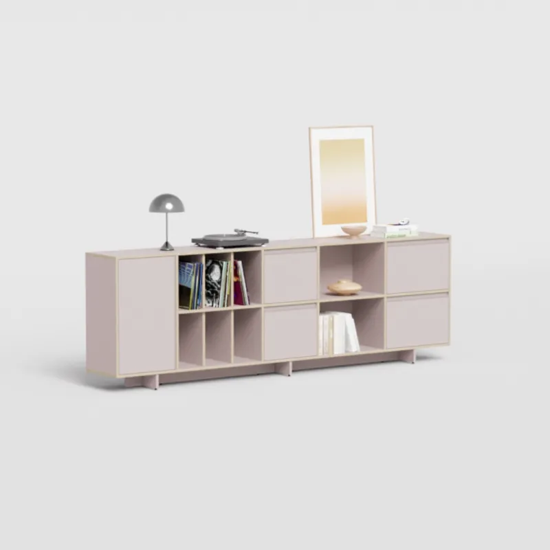 Sideboard in Pink with Doors and Drawers