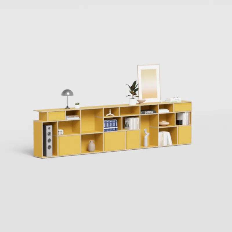 Sideboard in Yellow with Doors and Drawers