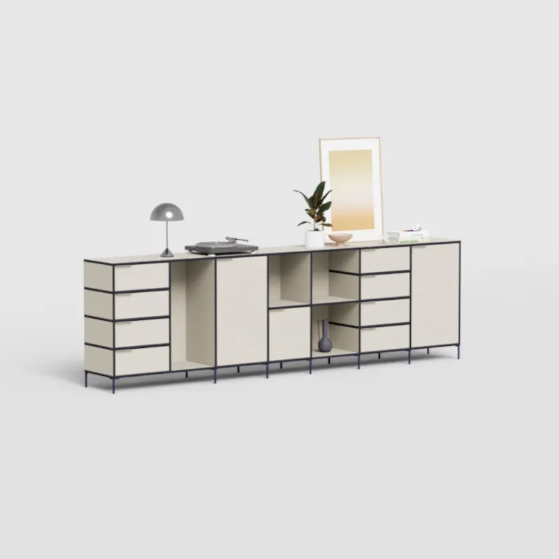 Sideboard in Sand and Blue with Doors and Drawers