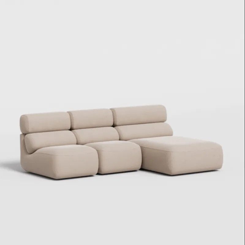 Corner sofa in beige corduroy