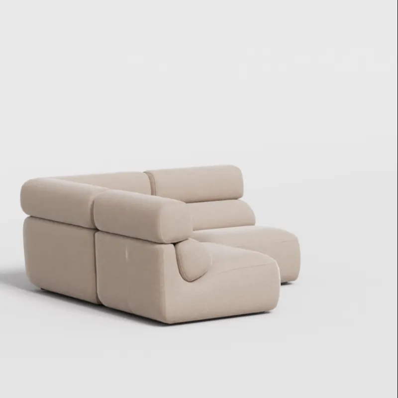 Sectional sofa in beige corduroy