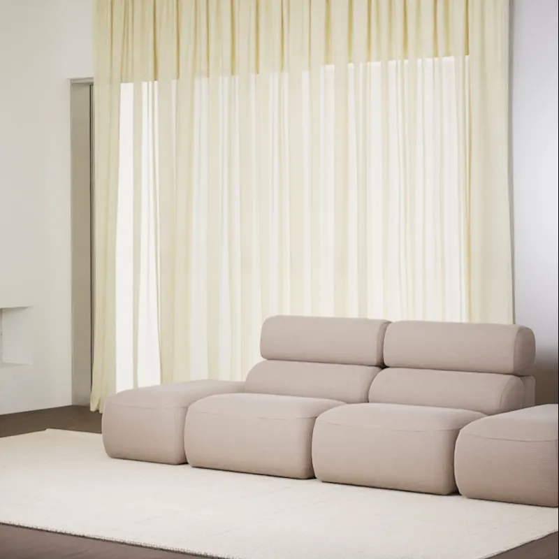 3-seater sofa in beige corduroy