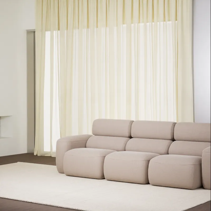 3-seater sofa in beige corduroy