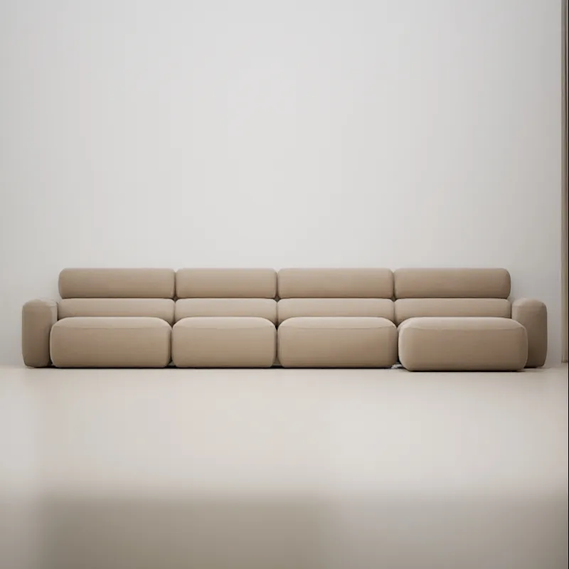 Corner sofa in beige corduroy