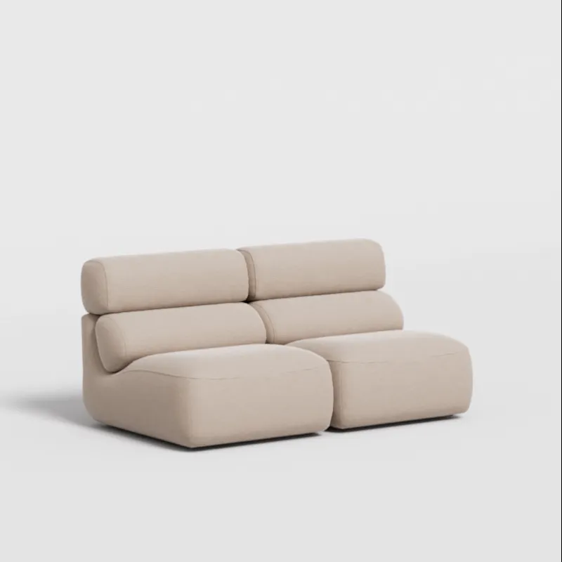 2-seater sofa in beige corduroy