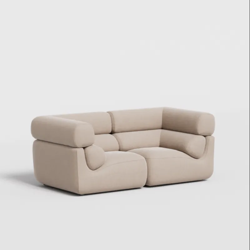2-seater sofa in beige corduroy