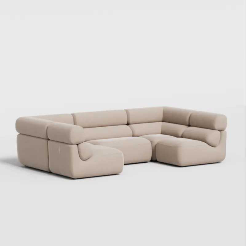 Large sofa in beige corduroy