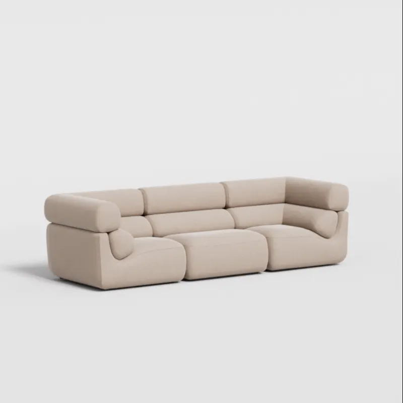 3-seater sofa in beige corduroy