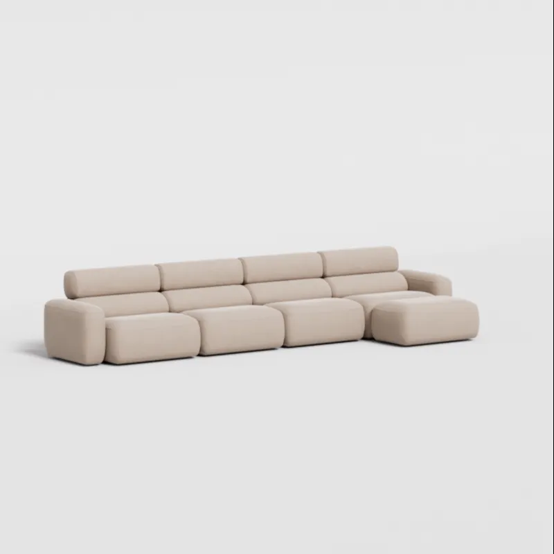 Large sofa in beige corduroy