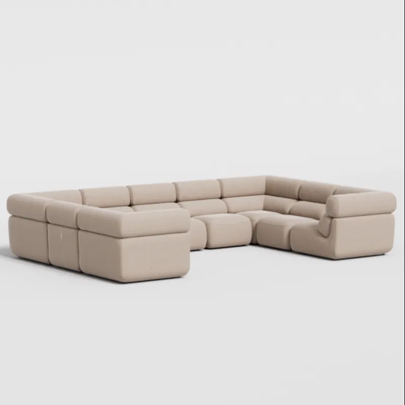 Large sofa in beige corduroy