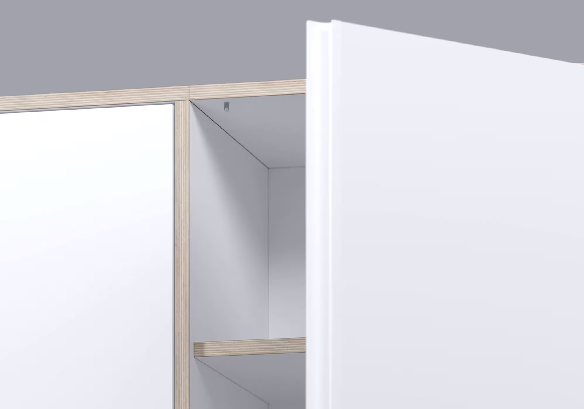 Wall storage in a furnished room