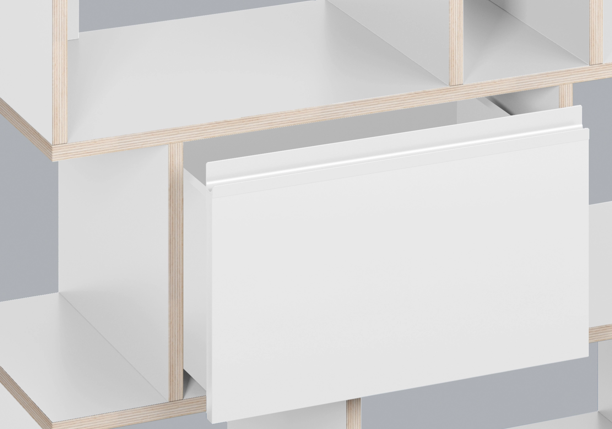 Wall storage in a furnished room