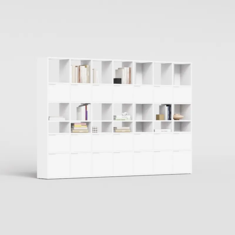 Wall Storage in White with Doors and Drawers