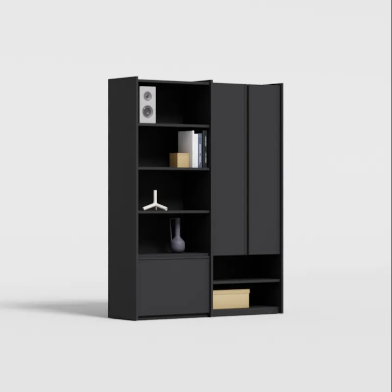 Wall Storage in Black with External Drawers